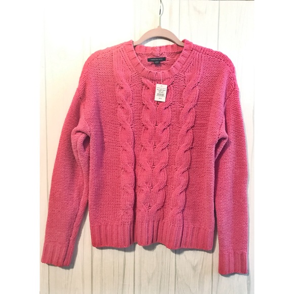 NWT American Eagle Pink Cable Knit Sweater - Picture 1 of 6